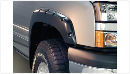 Black Pocket/Rivet Style Smooth Finish 4-Piece Fender Flare Set For 2021-2022 Chevrolet Colorado 61.7 In Bed Bushwacker
