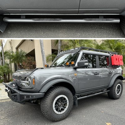 4000 Series Side Steps W/ Mounting Bracket Kit Textured Black 2021-2025 Ford Bronco Go Rhino