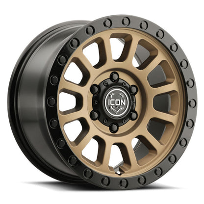 ICON Hulse 17x8.5 / 6x5.5 / 0mm / 4.75in BS Satin Bronze w/ Gloss Black Lip