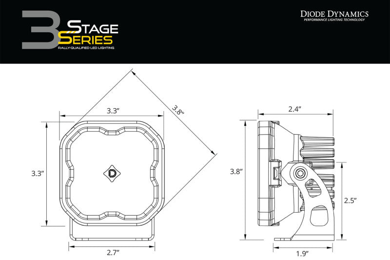 Diode Dynamics 21-22 Ford Bronco SS3 LED Ditch Light Kit - Sport Yellow Combo