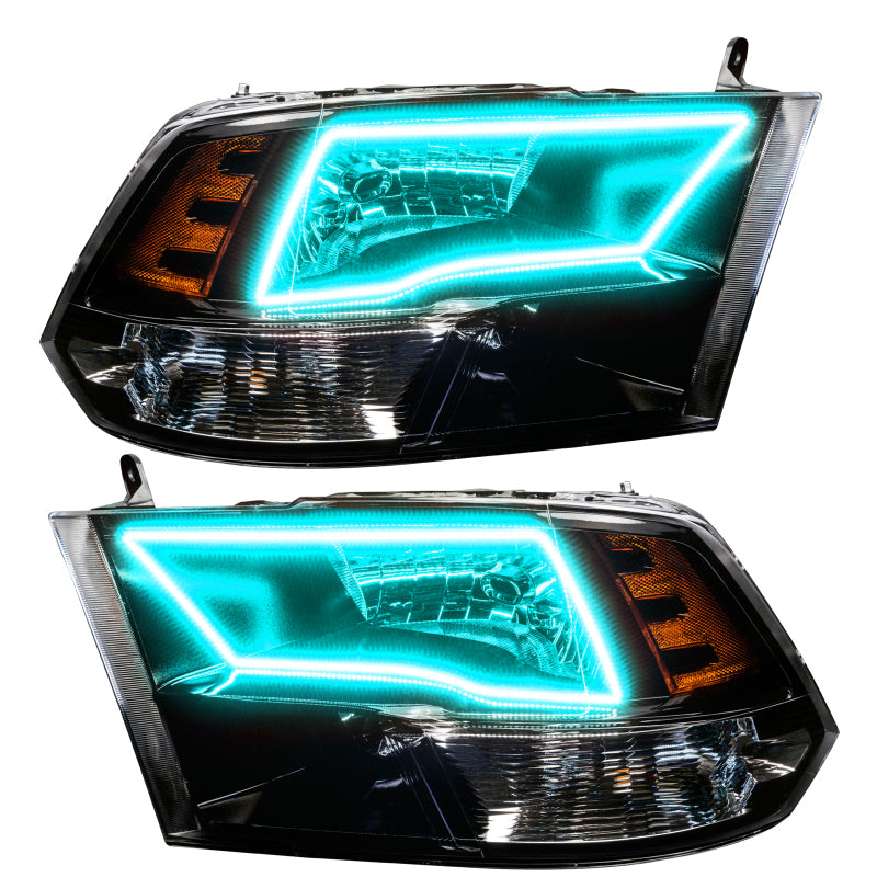 Oracle 09-17 RAM 1500 TRX Quad Pre-Assembled Headlights Blk Housing - w/ BC1 Controller