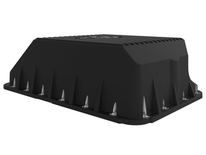 Pro Series Transmission Pan Black w/ Machined Fins Ford Diesel Trucks 94-10 V8-7.3L/6.0L/6.4L (td) aFe Power