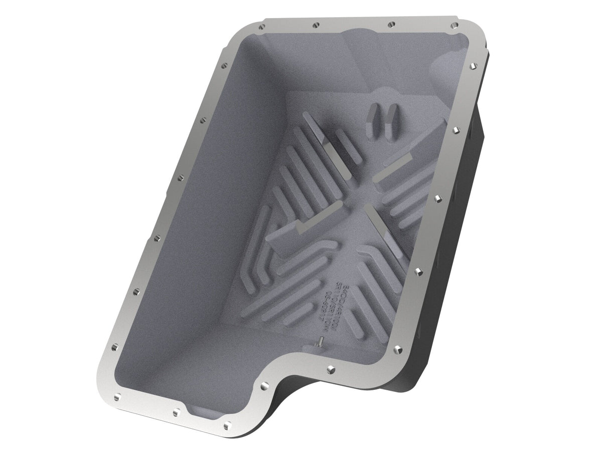 Pro Series Transmission Pan Black w/ Machined Fins Ford Diesel Trucks 94-10 V8-7.3L/6.0L/6.4L (td) aFe Power