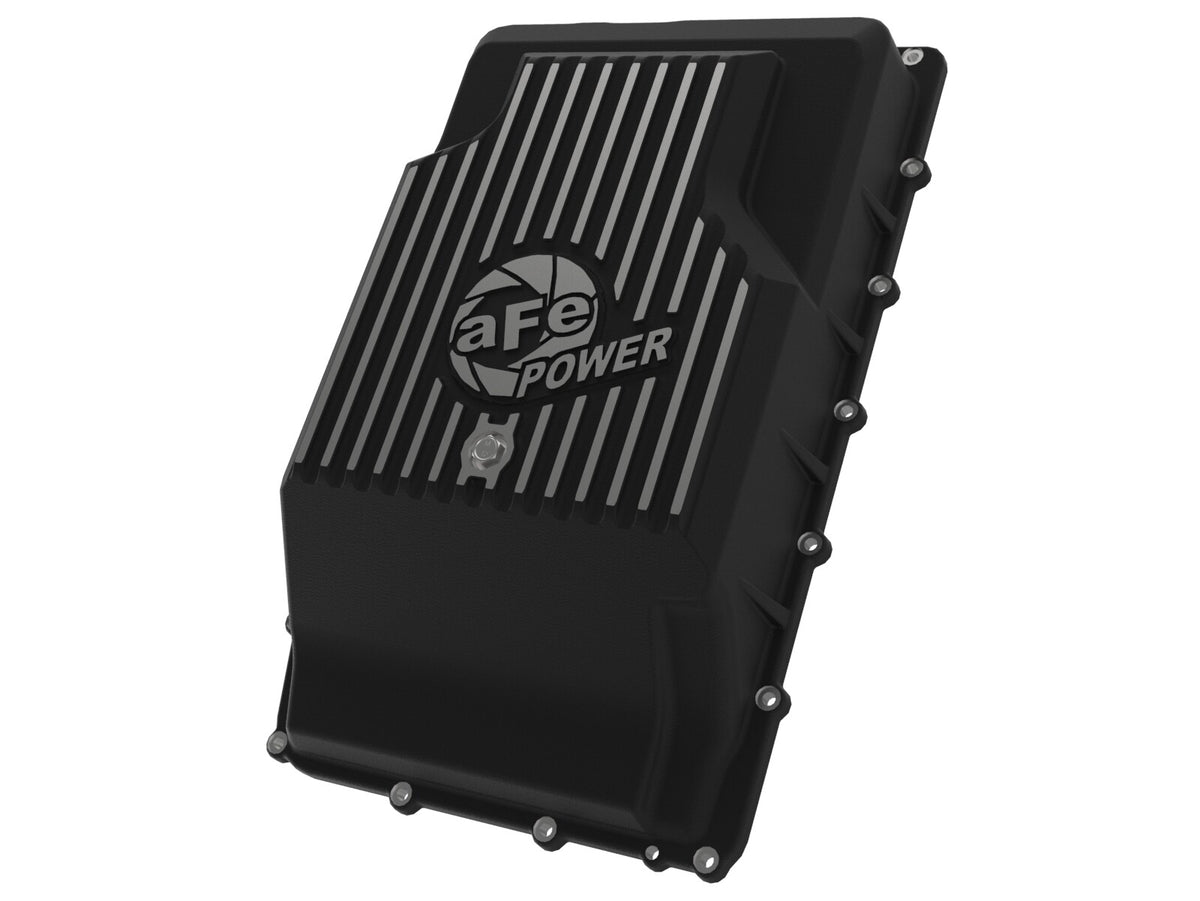 Pro Series Transmission Pan Black w/ Machined Fins Ford Trucks/SUVs 17-25 (10R60/10R80) aFe Power