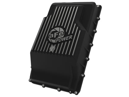 Pro Series Transmission Pan Black w/ Machined Fins Ford Trucks/SUVs 17-25 (10R60/10R80) aFe Power