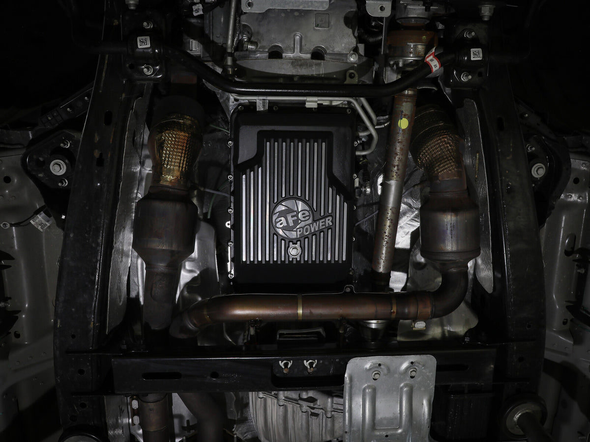Pro Series Transmission Pan Black w/ Machined Fins Ford Trucks/SUVs 17-25 (10R60/10R80) aFe Power