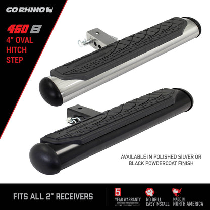 4 Inch Oval Hitch Step Black Powdercoat Go Rhino