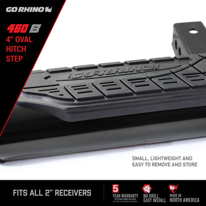 4 Inch Oval Hitch Step Black Powdercoat Go Rhino