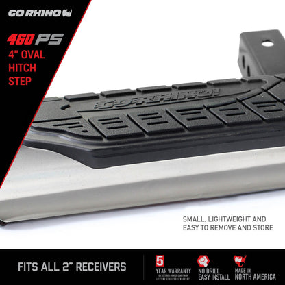 4 Inch Oval Hitch Step Polished Stainless Steel Go Rhino
