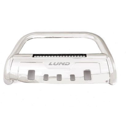Bull Bar with LED Light Bar 3.5 Inch Oval Polished Stainless Steel 2011-2019 Silverado/Sierra 2500 HD/3500 HD Lund