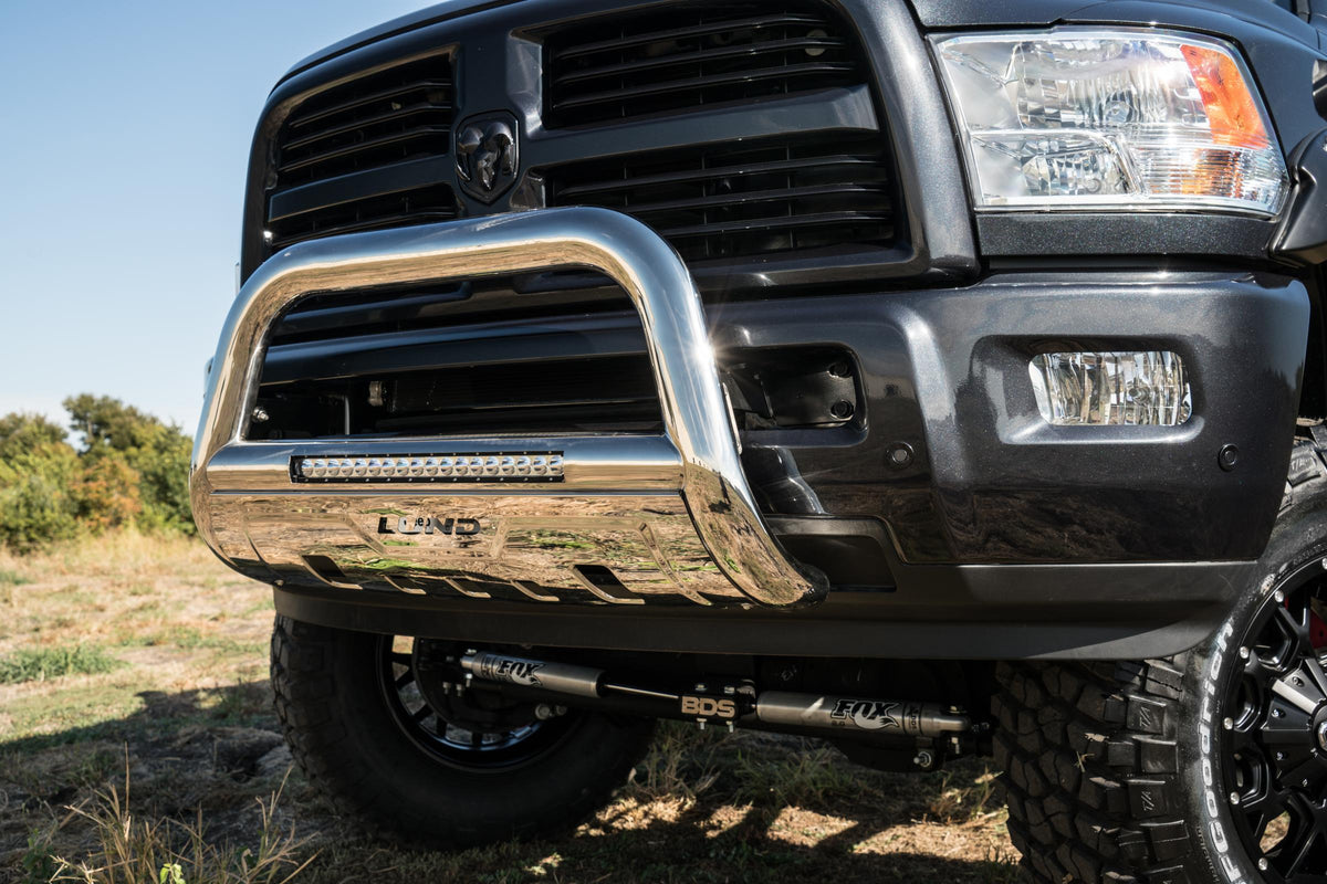 Bull Bar with LED Light Bar 3.5 Inch Oval Polished Stainless Steel 2010-2018 Dodge Ram 2500/3500 Lund