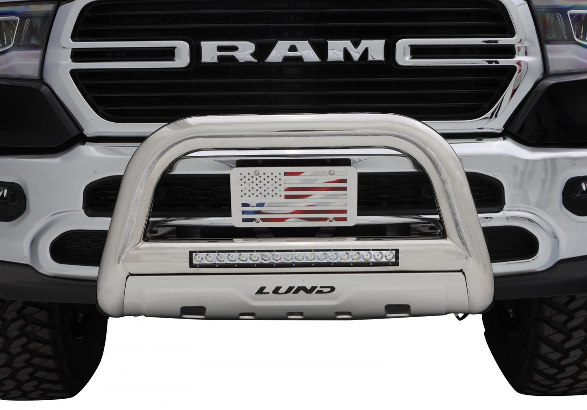 Bull Bar with LED Light Bar 3.5 Inch Oval Polished Stainless Steel 2010-2018 Dodge Ram 2500/3500 Lund