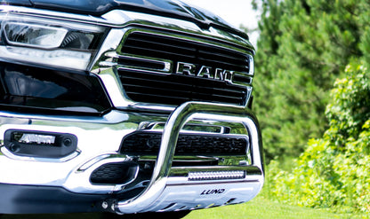 Bull Bar with LED Light Bar 3.5 Inch Oval Polished Stainless Steel 2019-2021 Ram 1500 Lund