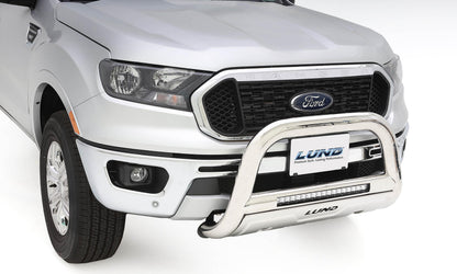 Bull Bar with LED Light Bar 3.5 Inch Oval Polished Stainless Steel 2019-2022 Silverado/Sierra 1500 Lund