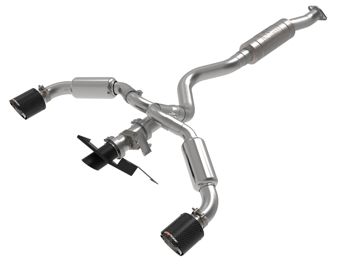 Gemini Xv 3 to 2-1/2 Inch 304 Stainless Steel Cat-Back Exhaust w/ Cut-Out Carbon Toyota Gr Corolla 23-26 L3-1.6L (t) aFe Power