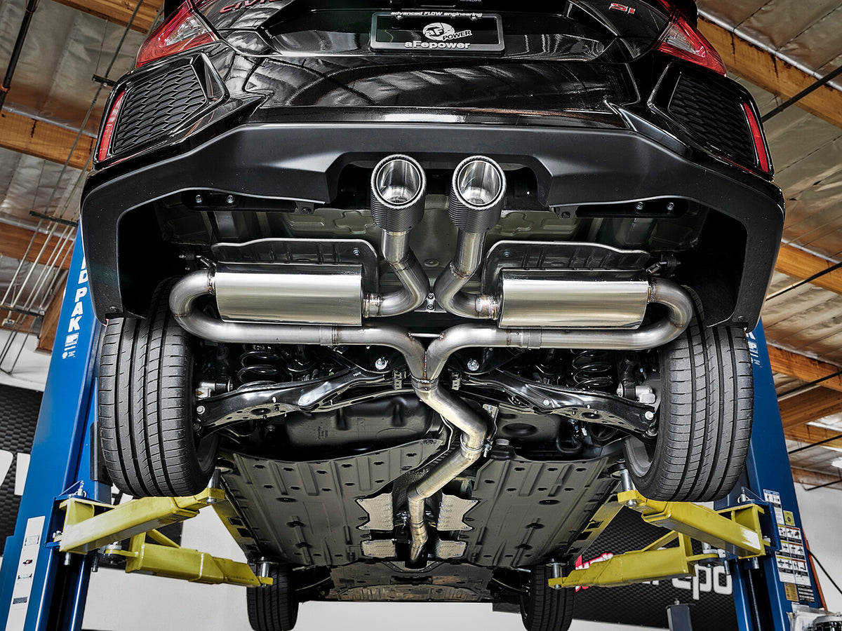 Takeda 3 Inch 304 Stainless Steel Cat-Back Exhaust System w/ Tips Honda Civic Si Sedan 17-20 L4-1.5L (t) aFe Power