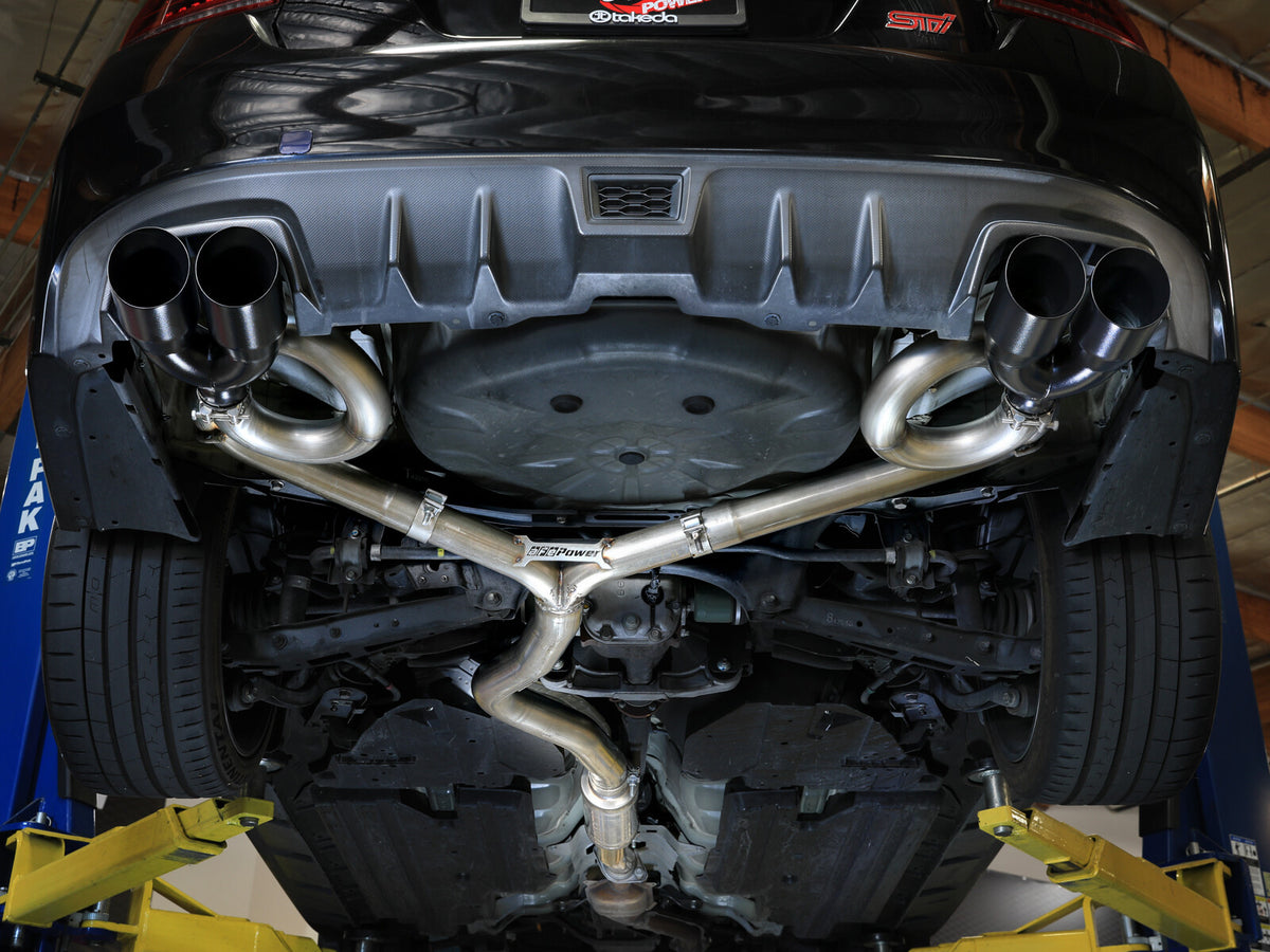 Takeda 3 Inch to 2-1/4 Inch 304 Stainless Steel Cat-Back Exhaust w/ Black Tip Subaru Wrx/STi 15-21 H4-2.0/2.5L (t) aFe Power