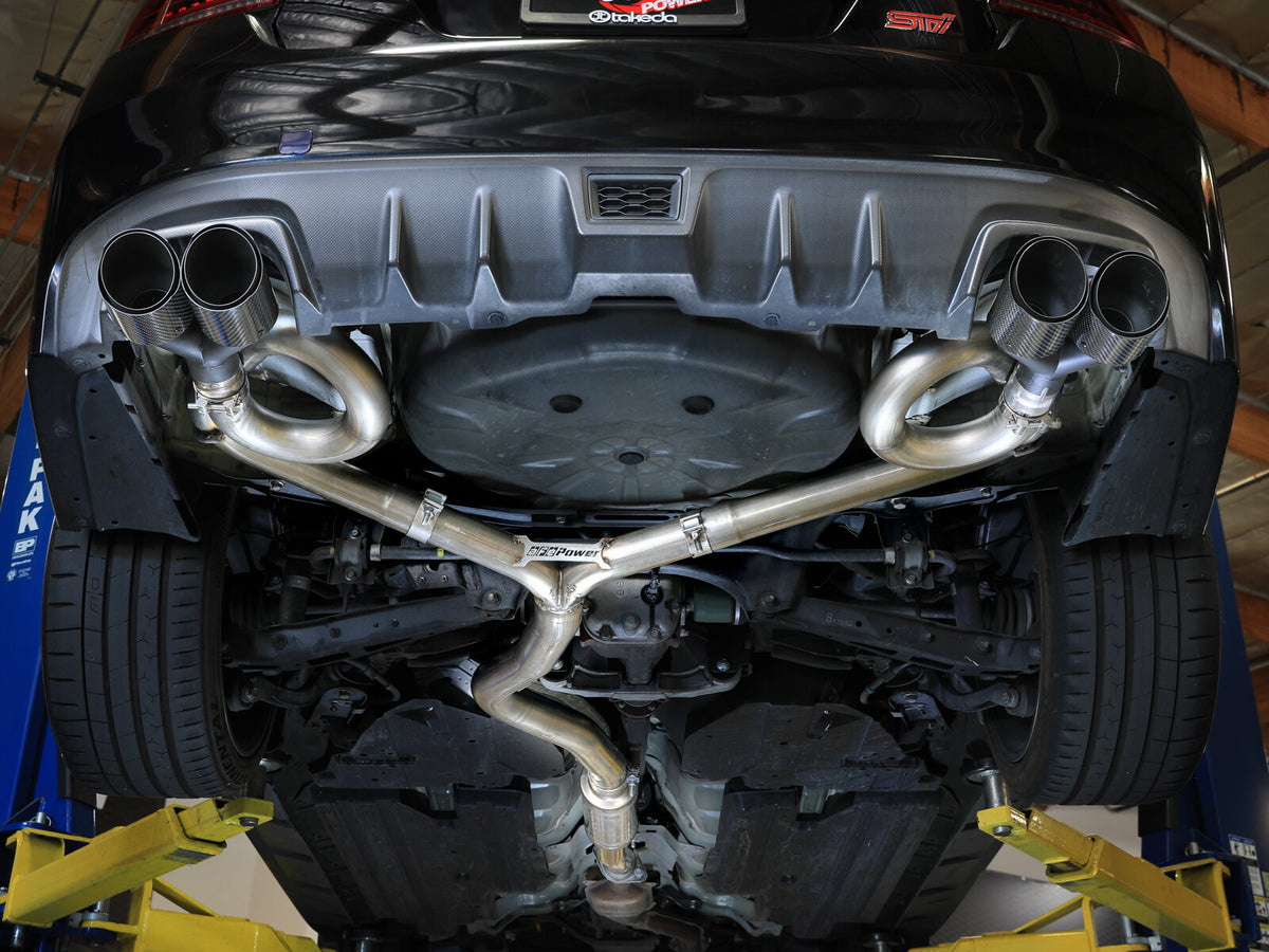 Takeda 3 Inch to 2-1/4 Inch 304 Stainless Steel Cat-Back Exhaust w/ Black Tip Subaru Wrx/STi 15-21 H4-2.0/2.5L (t) aFe Power