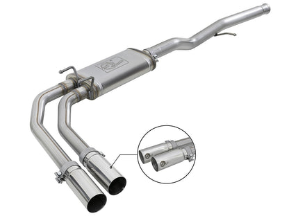 Rebel Series 3 Inch to 2-1/2 Inch 409 Stainless Steel Cat-Back Exhaust w/ Polish Tip Silverado/Sierra 1500 09-18 Crew Cab/Long Bed V6-4.3/V8-4.8/5.3L aFe Power