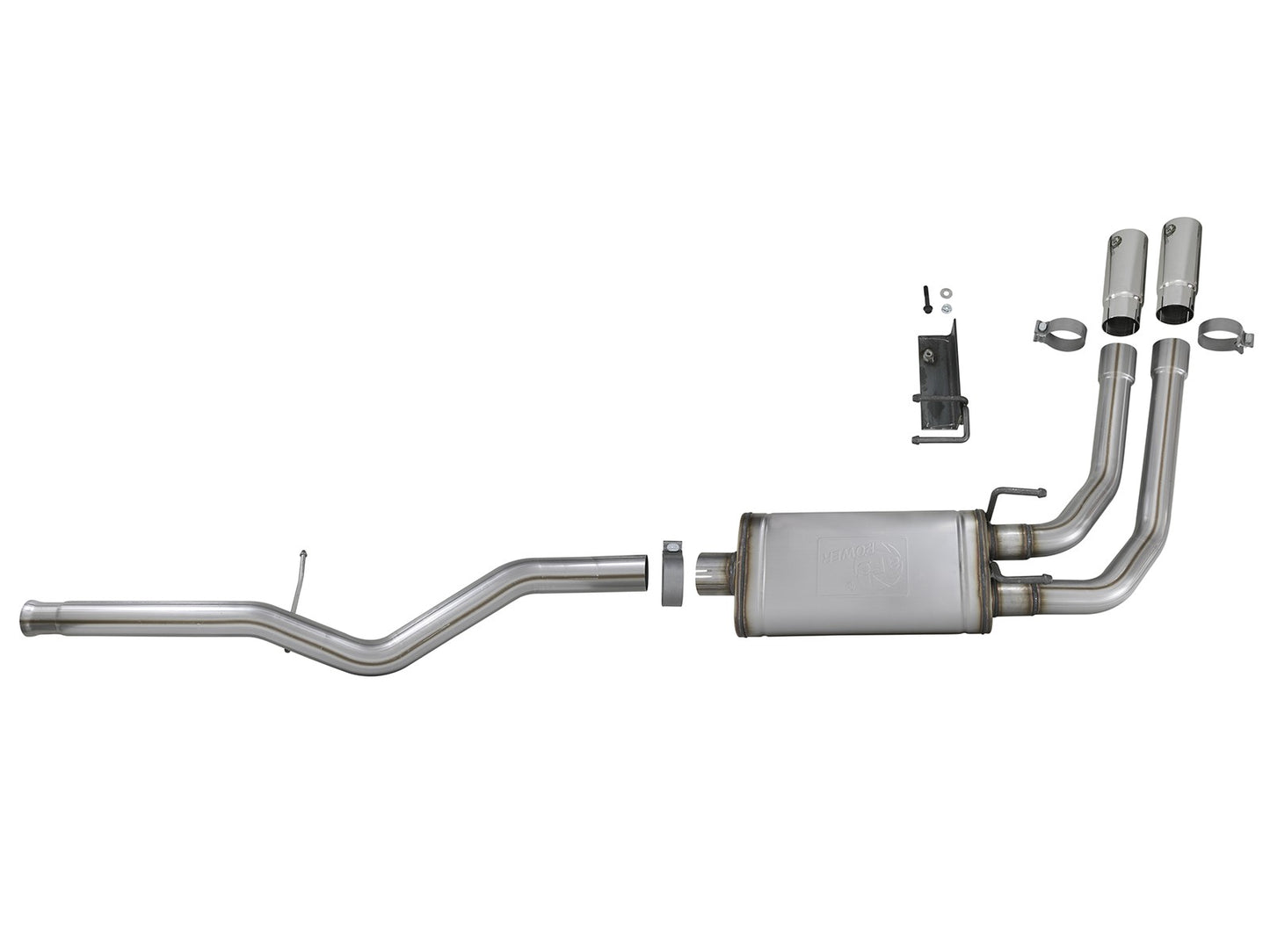 Rebel Series 3 Inch to 2-1/2 Inch 409 Stainless Steel Cat-Back Exhaust w/ Polish Tip Silverado/Sierra 1500 09-18 Crew Cab/Long Bed V6-4.3/V8-4.8/5.3L aFe Power