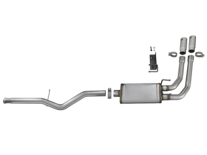 Rebel Series 3 Inch to 2-1/2 Inch 409 Stainless Steel Cat-Back Exhaust w/ Polish Tip Silverado/Sierra 1500 09-18 Crew Cab/Long Bed V6-4.3/V8-4.8/5.3L aFe Power