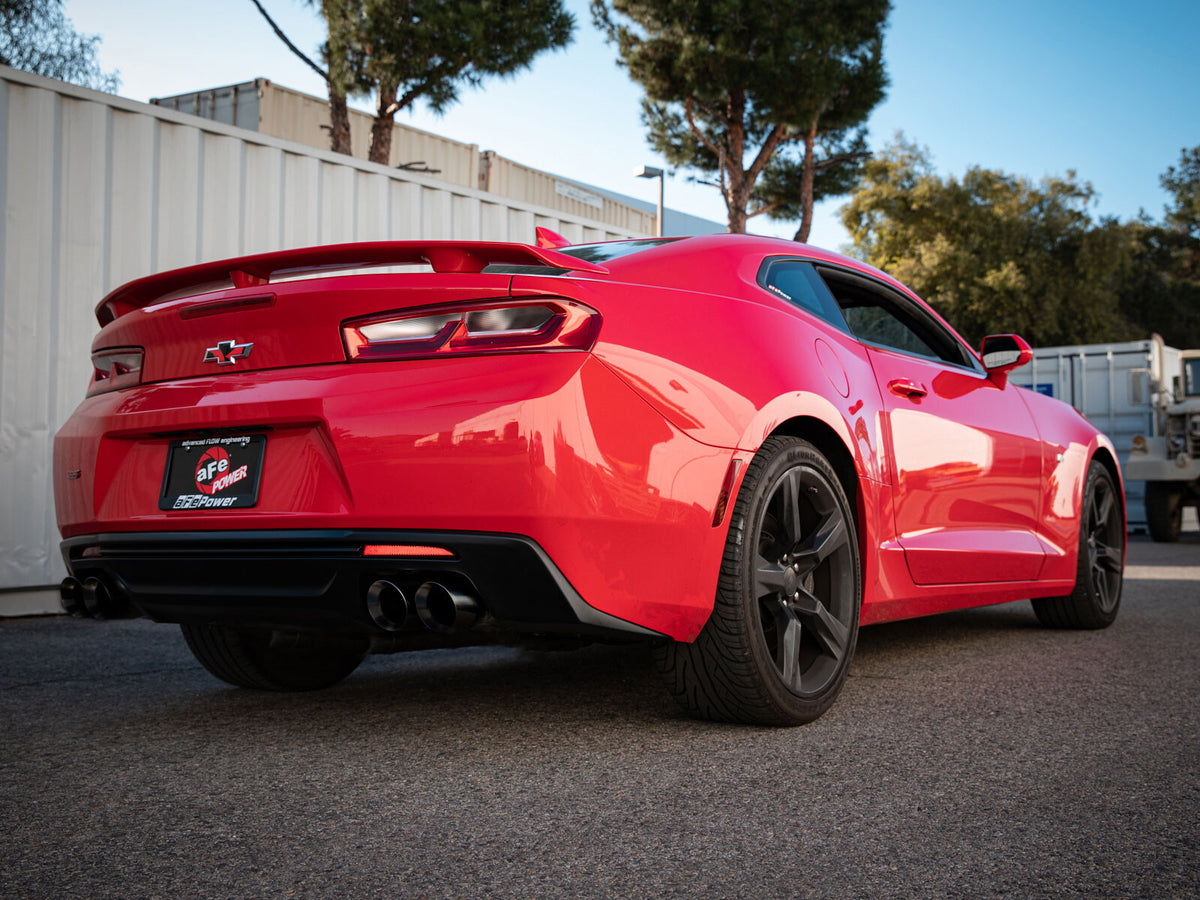 Mach Force-Xp 2-1/2 Inch 409 Stainless Steel Axle-Back Exhaust System Black Tips No Mufflers Chevrolet Camaro SS 16-24 V8-6.2L aFe Power