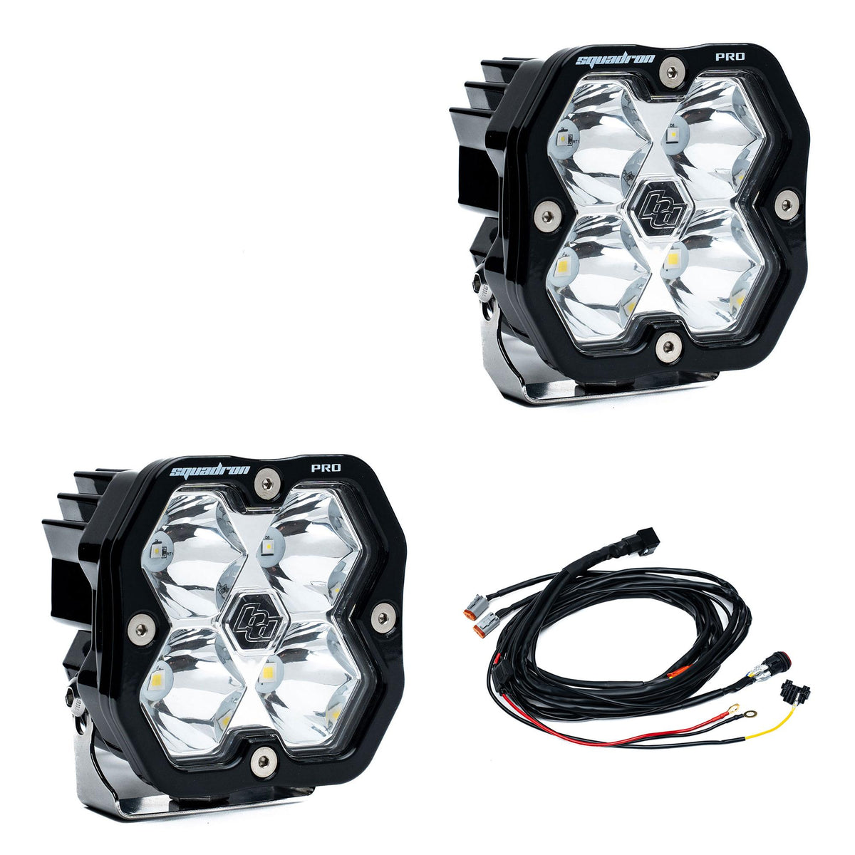 Squadron 2.0 Pro Black LED Auxiliary Light Pod Pair Universal Clear Baja Designs
