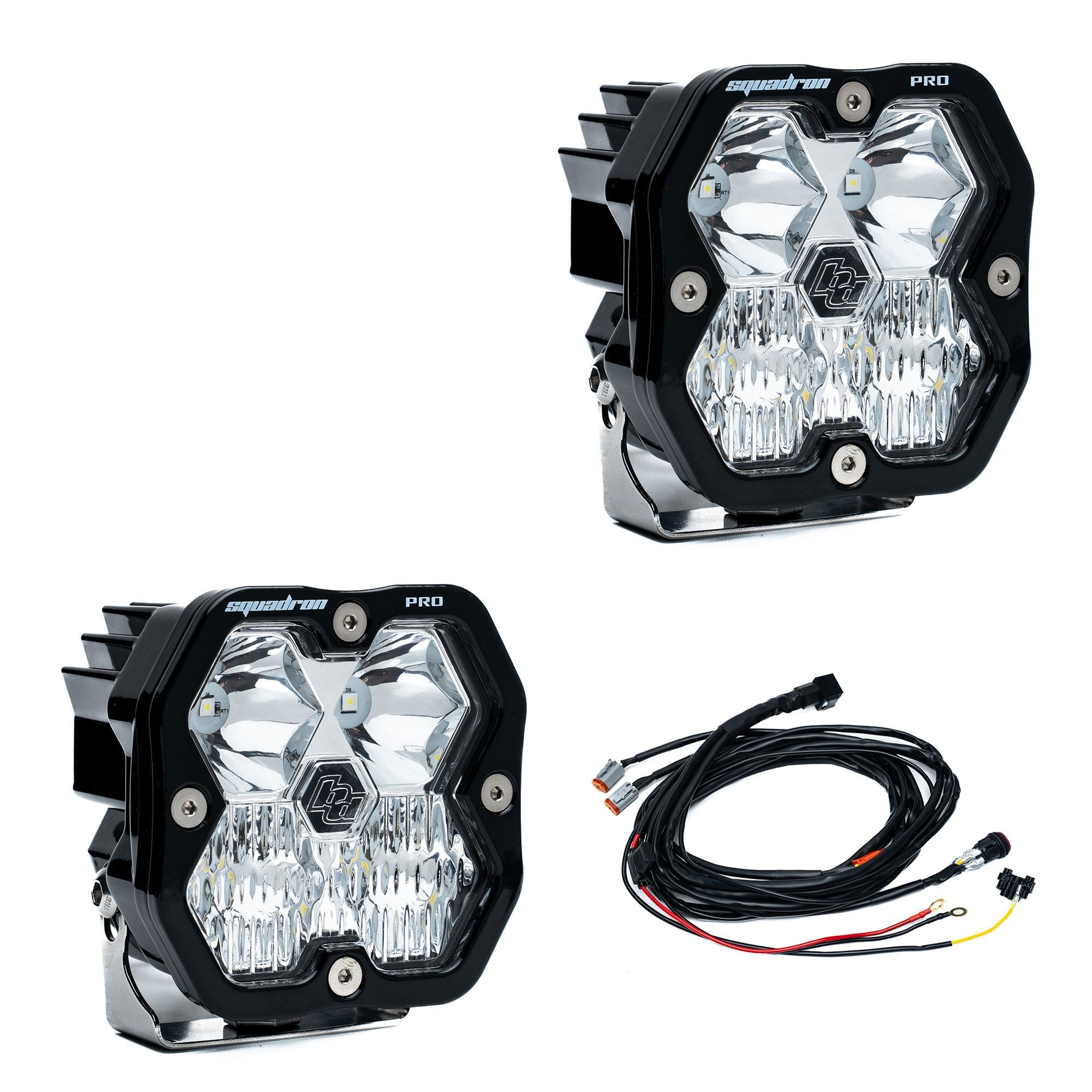 Squadron 2.0 Pro Black LED Auxiliary Light Pod Pair Universal Clear Driving/Combo Baja Designs