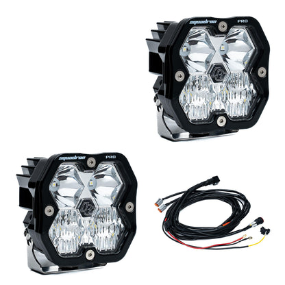 Squadron 2.0 Pro Black LED Auxiliary Light Pod Pair Universal Clear Baja Designs