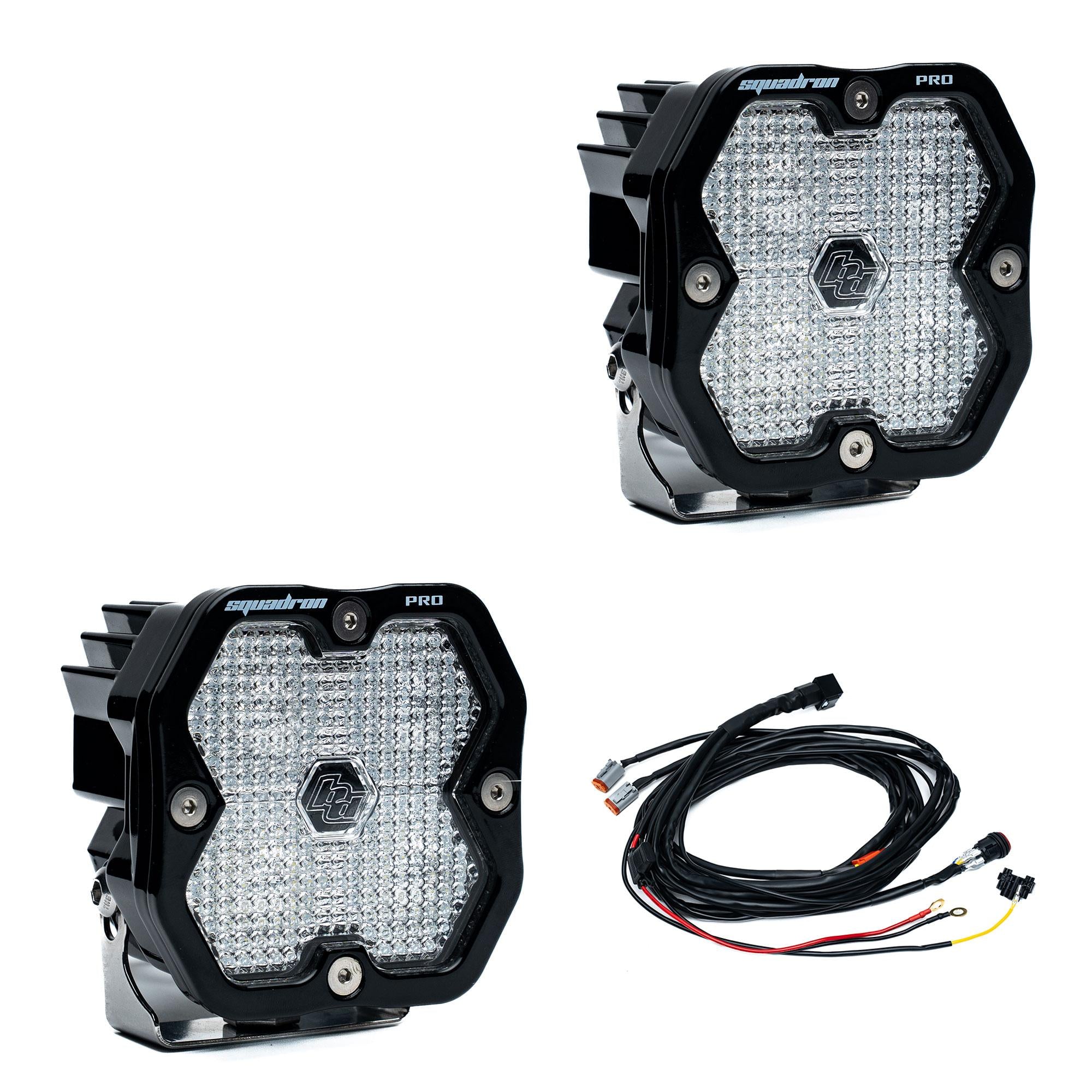 Squadron 2.0 Pro Black LED Auxiliary Light Pod Pair Universal Clear Work/Scene Baja Designs