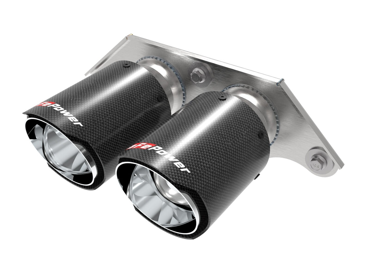 Mach Force-Xp 4 Inch Carbon Fiber OE Replacement Exhaust Tips Porsche 911 GT3 14-19 H6-3.8L/4.0L aFe Power