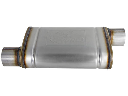 Mach Force-Xp 409 Stainless Steel Muffler 3 Inch ID Offset/Offset x 4 Inch H x 9 Inch W x 14 Inch L - Oval Body aFe Power