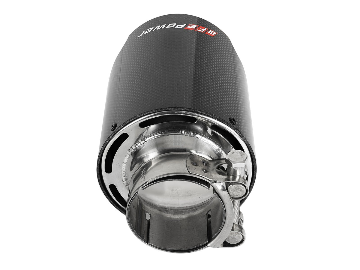 Mach Force-Xp 304 Stainless Steel Clamp-on Exhaust Tip Carbon Fiber 2-1/2 Inch Inlet x 4-1/2 Inch Outlet x 7 Inch L aFe Power