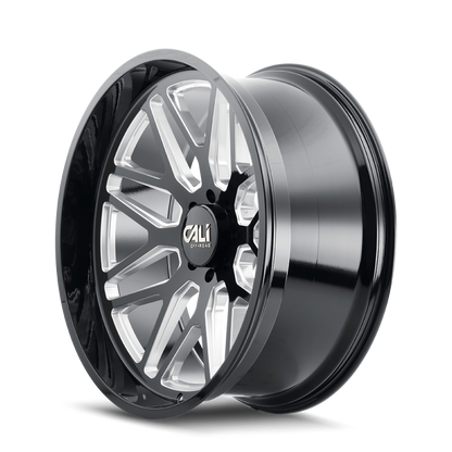 Cali Off-Road 9115 Invader 24x14 / 8x165.1 BP / -76mm Offset / 125.2mm Hub Gloss Black Milled Wheel