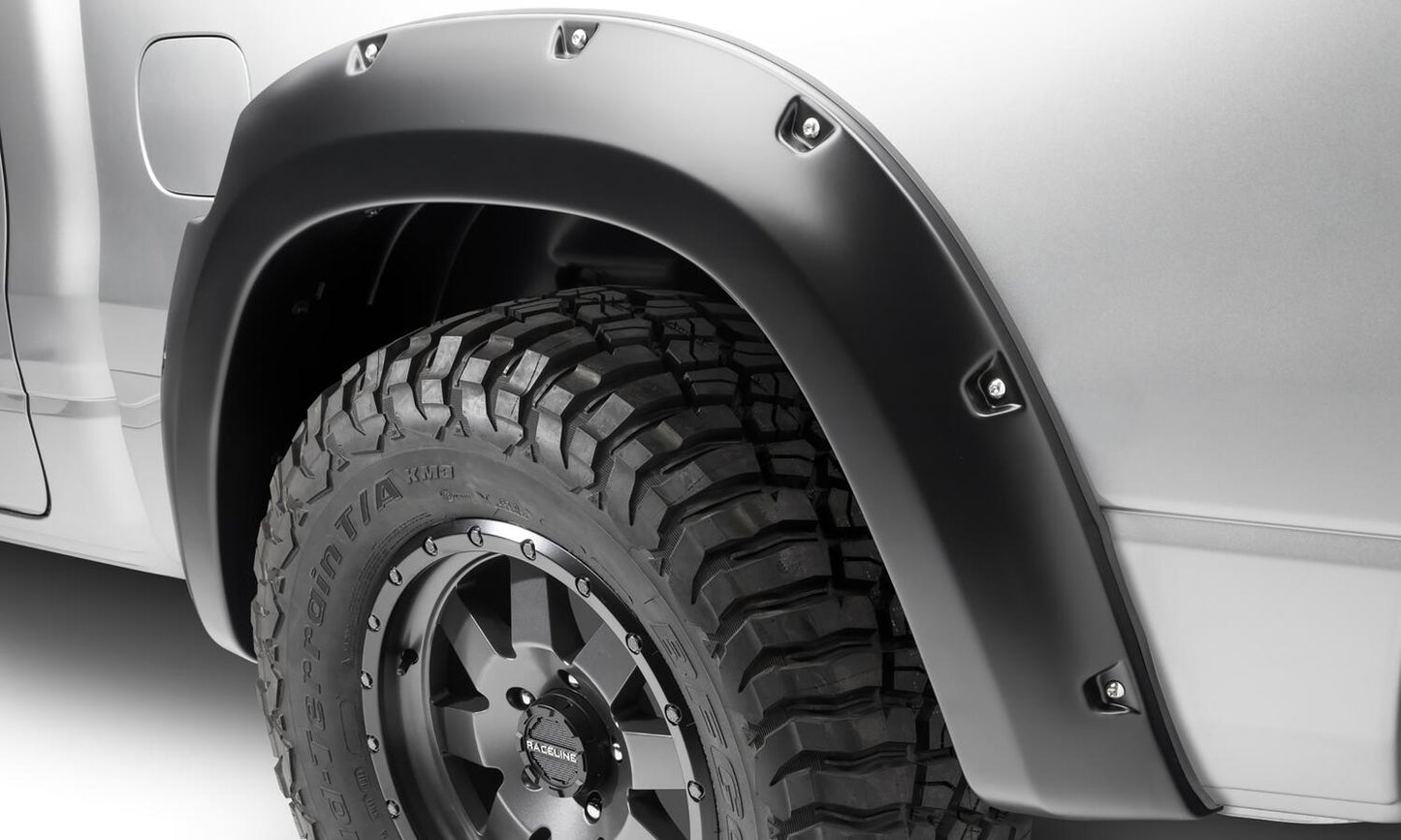 Black Pocket/Rivet Style Smooth Finish Rear Fender Flares For 2019-2022 Ram 1500 Will Not Fit Rebel And Trx Models Bushwacker