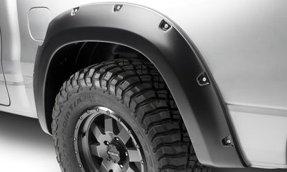 Black Pocket/Rivet Style Smooth Finish Rear Fender Flares For 2019-2022 Ram 1500 Will Not Fit Rebel And Trx Models Bushwacker