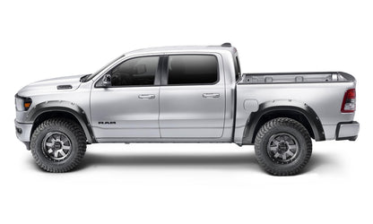 Black Pocket/Rivet Style Smooth Finish Rear Fender Flares For 2019-2022 Ram 1500 Will Not Fit Rebel And Trx Models Bushwacker