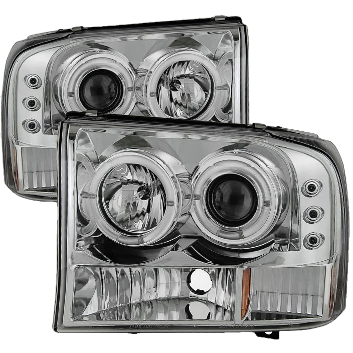 Spyder Chrome 1-PC. Projector Headlights W/ LED HALO - 6.0/7.3