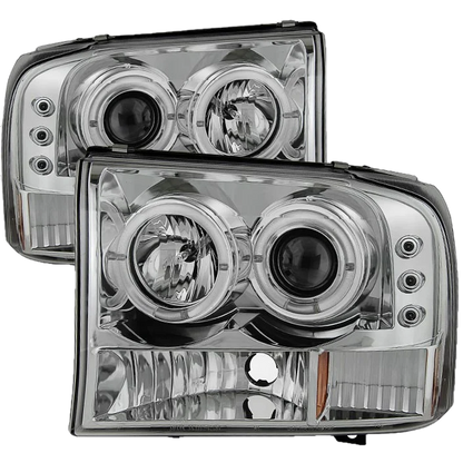 Spyder Chrome 1-PC. Projector Headlights W/ LED HALO - 6.0/7.3