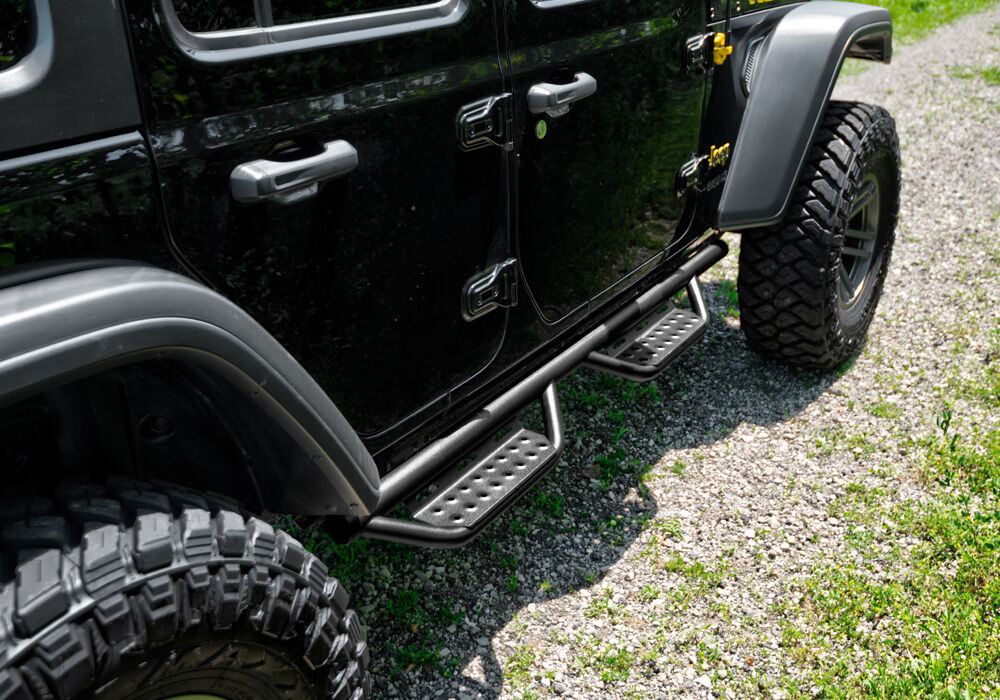 Nerf Step RS Bar Full Length (2 Steps per Side) 2018-2026 Jeep Wrangler JL 4-Door Textured Black NFab