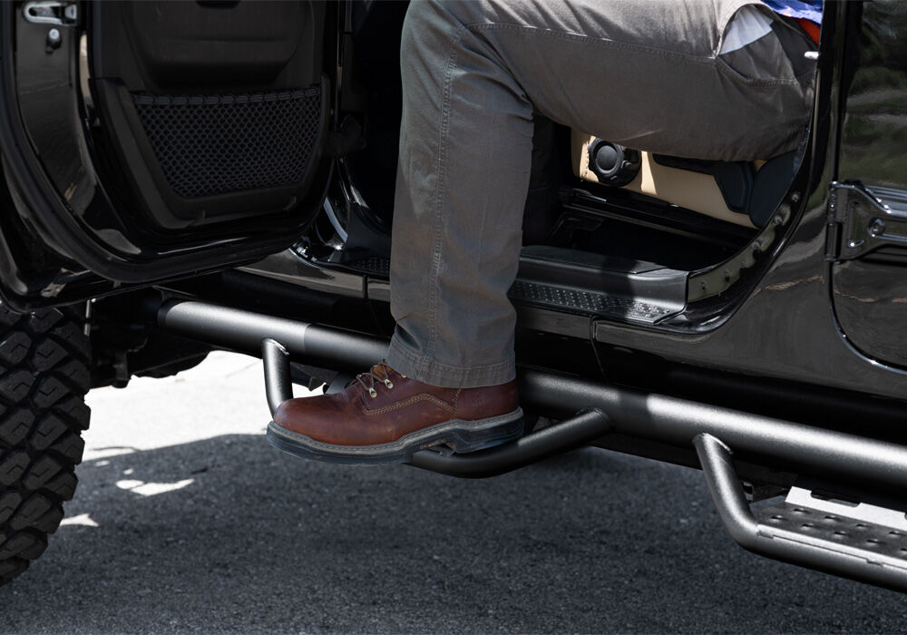 Nerf Step RS Bar Full Length (2 Steps per Side) 2018-2026 Jeep Wrangler JL 4-Door Textured Black NFab