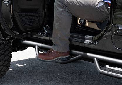 Nerf Step RS Bar Full Length (2 Steps per Side) 2018-2026 Jeep Wrangler JL 4-Door Textured Black NFab