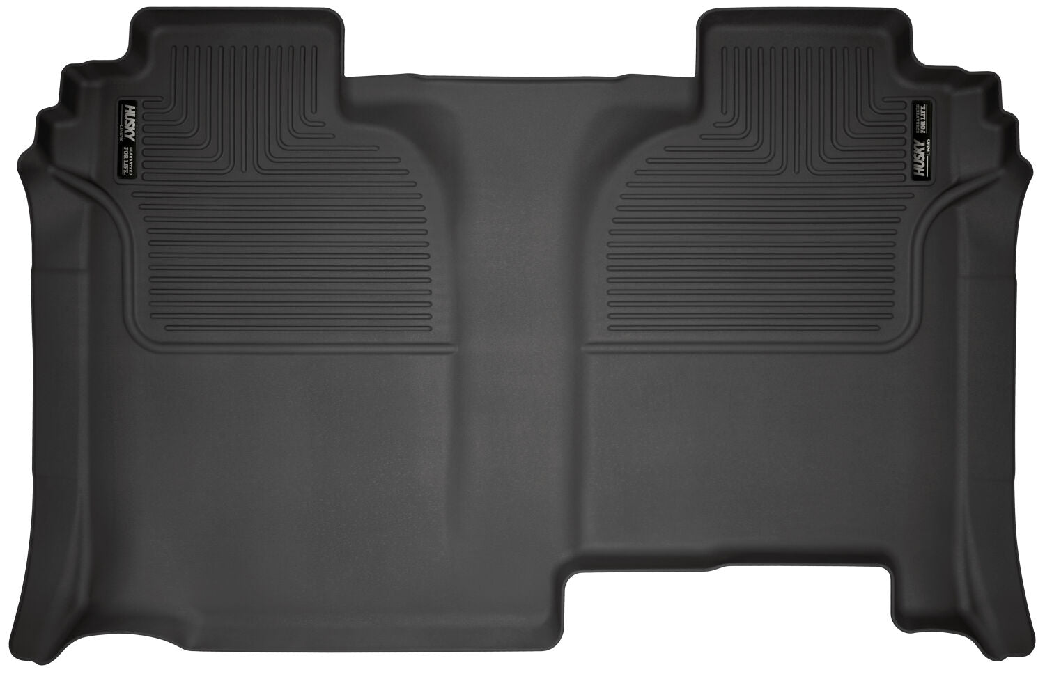 X-act Contour 2nd Seat Floor Liner For 2019-2026 Silverado/Sierra 1500/2500 HD/3500 HD Crew Cab Vehicle does not have carpeted factory storage box Husky Liners