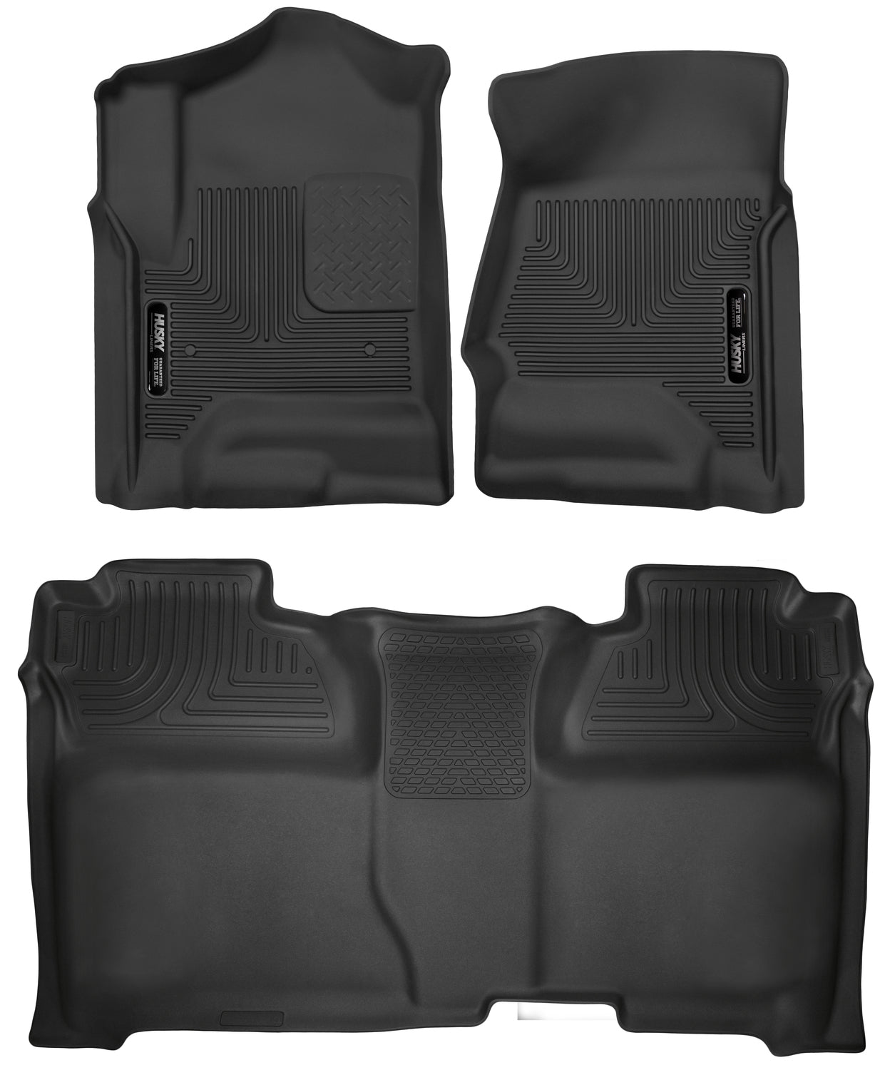 X-act Contour Front & 2nd Seat Floor Liners For 2014-2019 Silverado/Sierra 1500/2500 HD/3500 HD Husky Liners