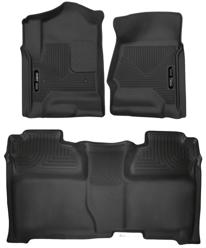X-act Contour Front & 2nd Seat Floor Liners For 2014-2019 Silverado/Sierra 1500/2500 HD/3500 HD Husky Liners