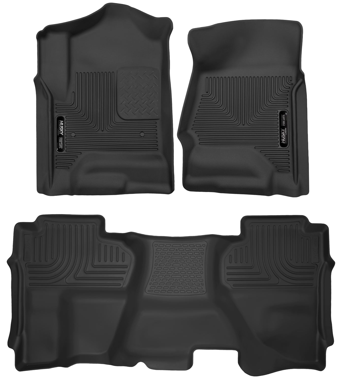 X-act Contour Front & 2nd Seat Floor Liners For 2014-2019 Silverado 1500/1500 LD/2500 HD/3500 HD, Sierra 1500/1500 Limited/2500 HD/3500 HD Husky Liners