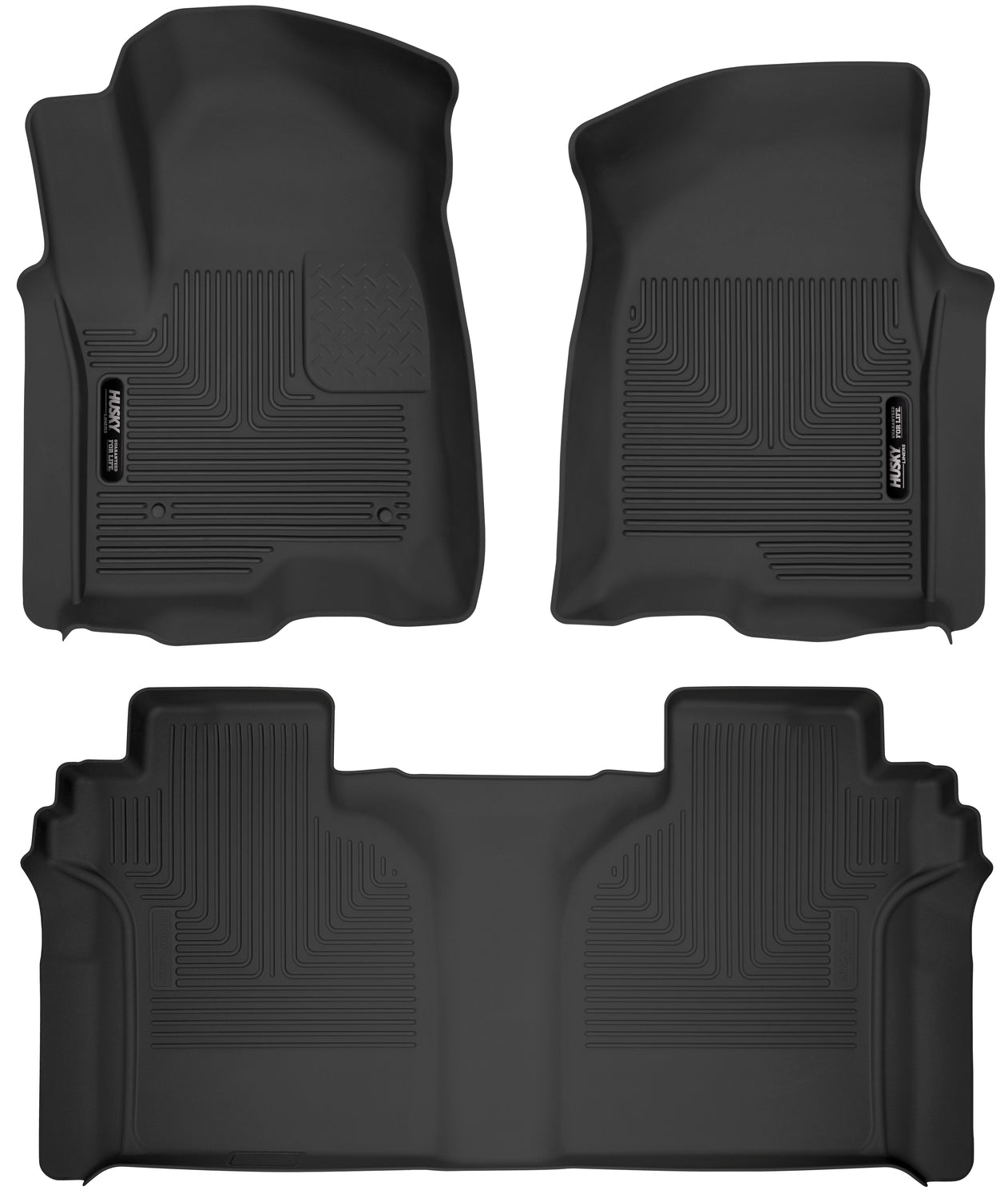 X-act Contour Front & 2nd Seat Floor Liners For 2019-2026 Silverado 1500/1500 LTD/2500 HD/3500 HD, Sierra 1500/1500 Limited/2500 HD/3500 HD Crew Cab Husky Liners