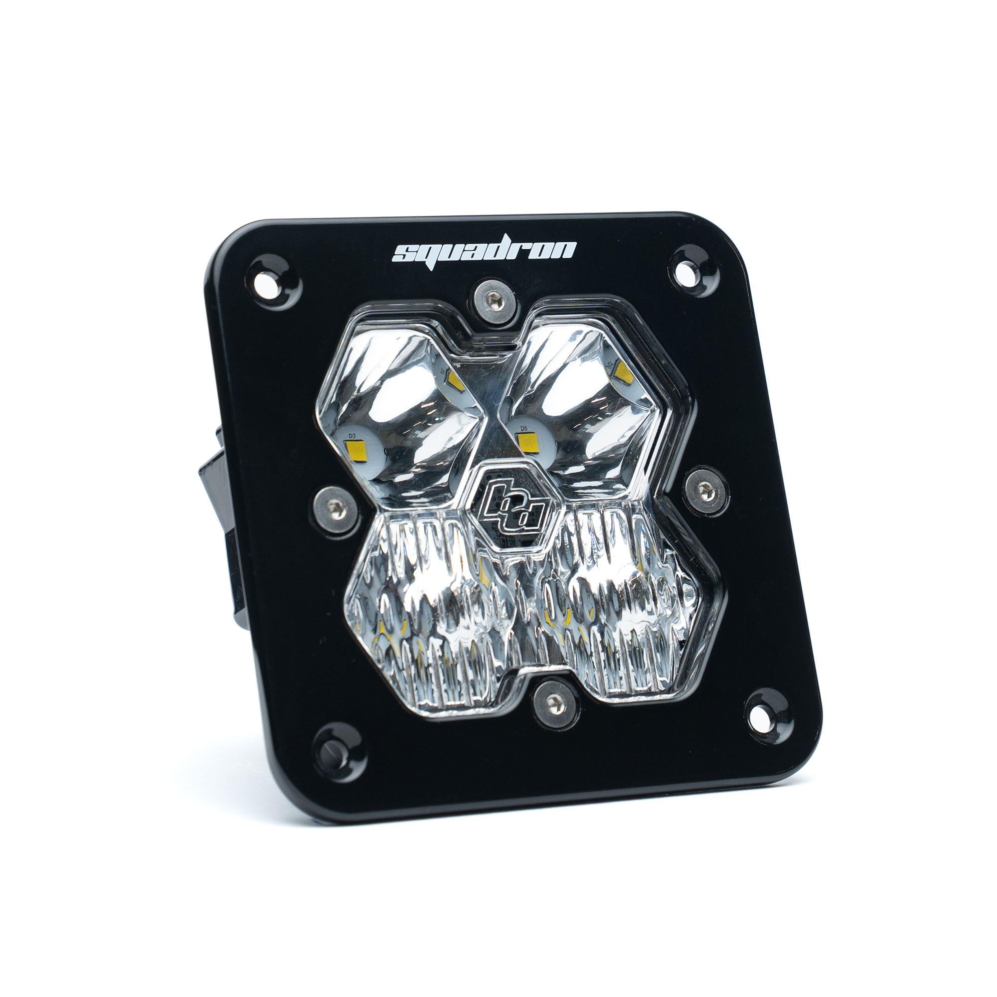 Squadron 2.0 Sport Black Flush Mount LED Auxiliary Light Pod Universal Clear Driving/Combo Baja Designs