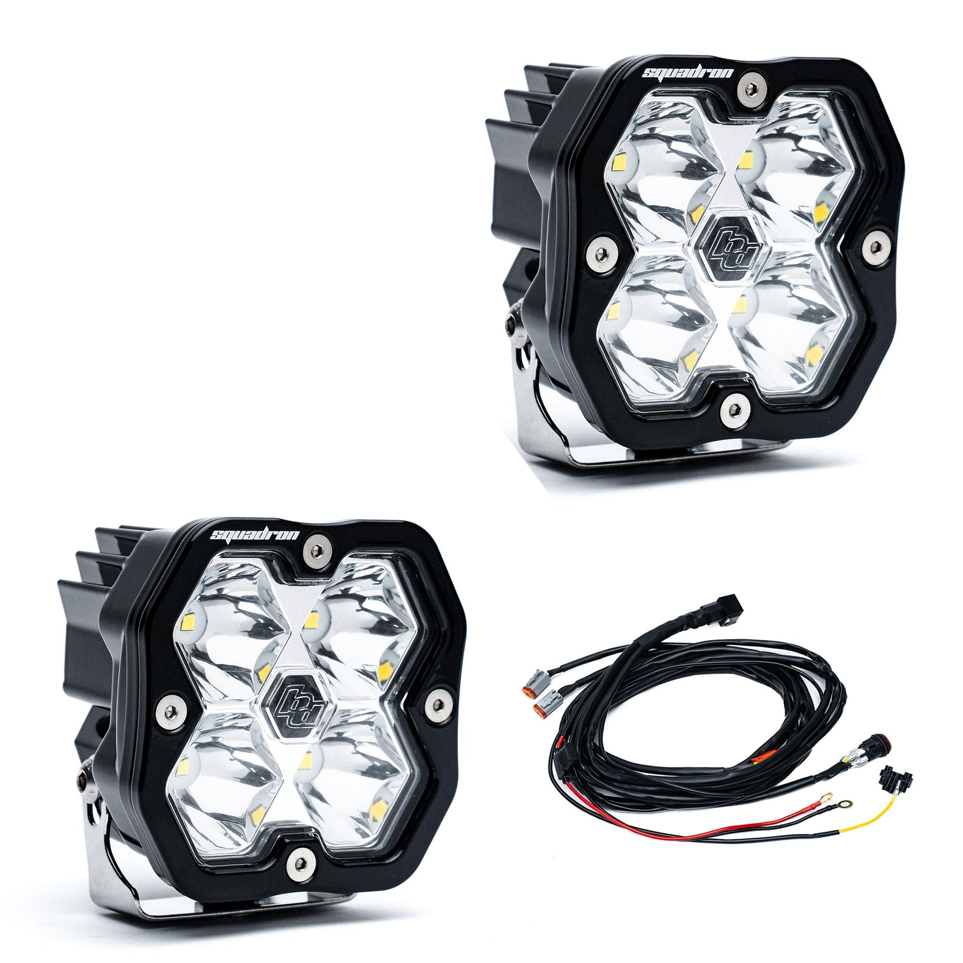 Squadron 2.0 Sport Black LED Auxiliary Light Pod Pair Universal Clear Spot Baja Designs