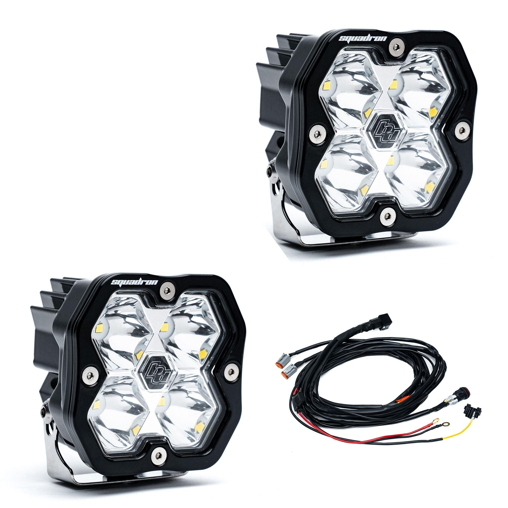 Squadron 2.0 Sport Black LED Auxiliary Light Pod Pair Universal Clear Spot Baja Designs